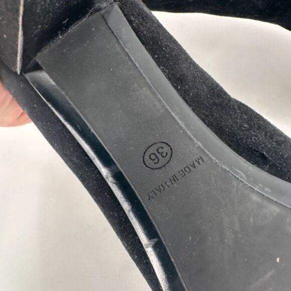 Jil Sander Women's Velvet Leather Trim Pointed Toe Pump Heel Shoes Black Size 36 - Picture 11 of 15